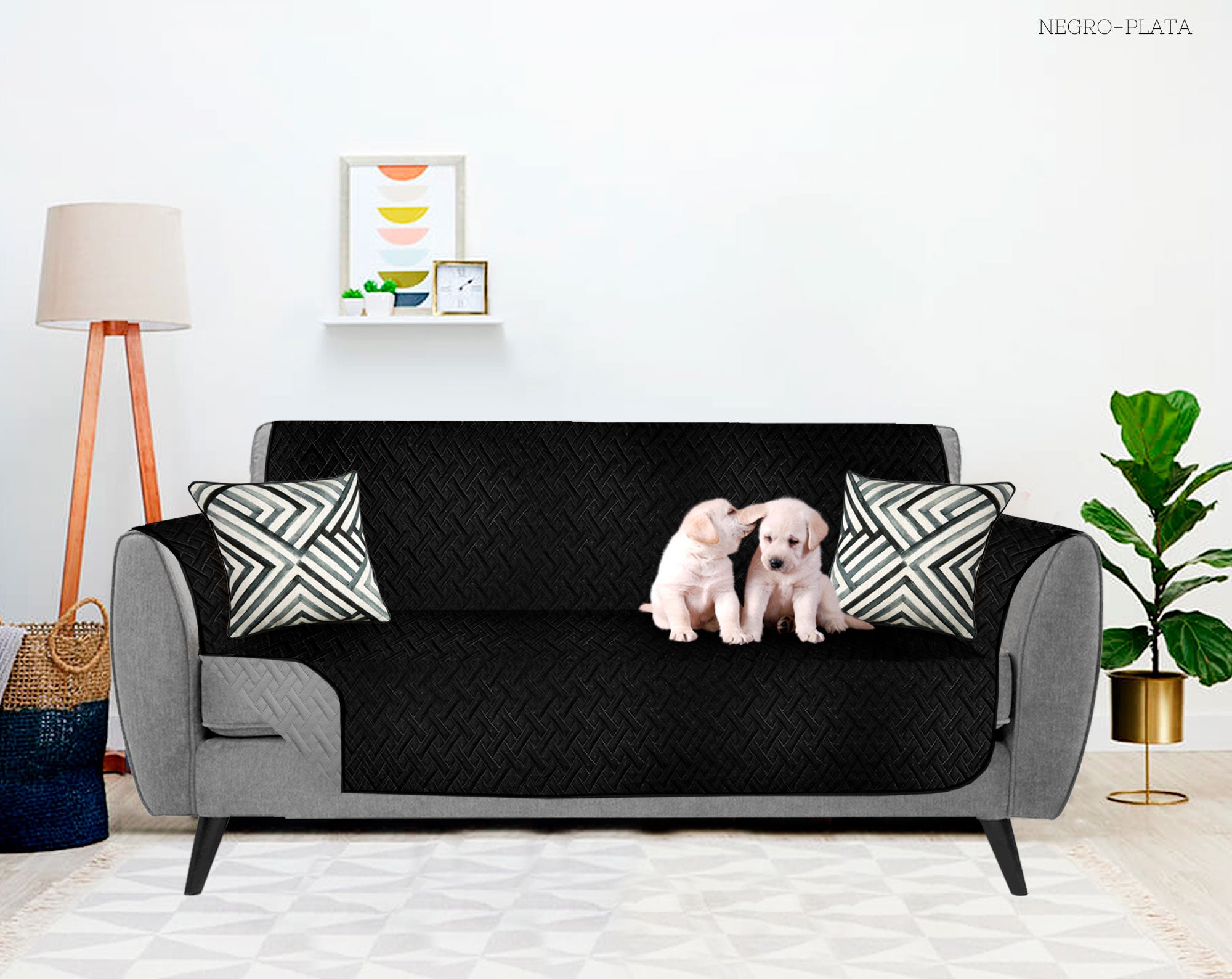 Protector de SofΓ‘ Negro-Plata