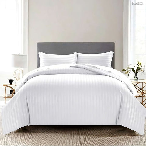 Duvet Satén Stripe 310 Hilos Blanco