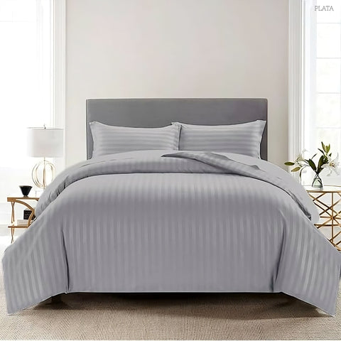 Duvet Satén Stripe 310 Hilos Plata