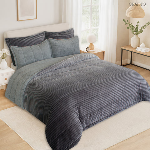 Edredón Sherpa Royal Degradado Grafito