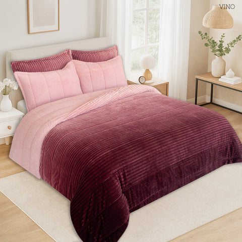 Edredón Sherpa Royal Degradado Vino